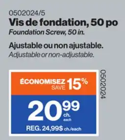 Patrick Morin Foundation Screw, 50 in offer
