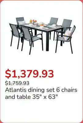 Club Piscine Atlantis dining set 6 chairs and table 35 x 63 offer