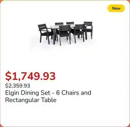 Club Piscine Elgin Dining Set - 6 Chairs and Rectangular Table offer
