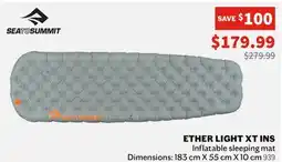 Sports Experts SEA TO SUMMIT - Ether Light XT INS - Inflatable sleeping mat, dimensions: 183 cm X 55 cm X 10 cm offer