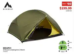 Sports Experts MCKINLEY - Escape 3 - 3-Person camping tent, 2 doors offer