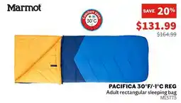 Sports Experts MARMOT - Pacifica 30°F/-1°C Reg - Adult rectangular sleeping bag offer