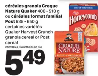 L'Intermarché CÉRÉALES GRANOLA CROQUE, 400-510 G OU CÉRÉALES FORMAT FAMILIAL, 635 - 650 G offer