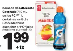 L'Intermarché BOISSON DÉSALTÉRANTE GATORADE 710 ML , JUS PC , 1 L offer