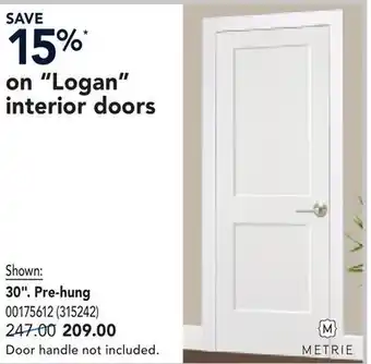 RONA Logan interior doors 30. Pre-hung offer