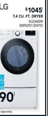 RONA 7.4 CU. FT. DRYER offer