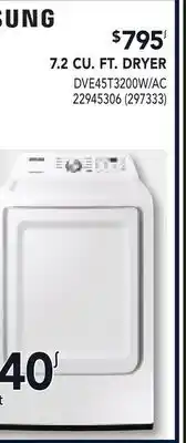 RONA SAMSUNG 7.2 CU. FT. DRYER offer