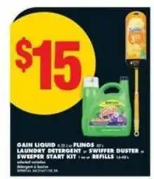 No Frills Gain Liquid / Flings / Swiffer Duster / Sweeper Start Kit / Refills offer
