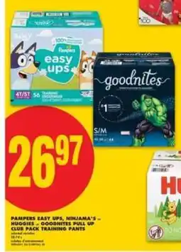 No Frills Pampers Easy Ups, Ninjama's or Huggies Goodnites Pull Up Club Pack Training Pants offer