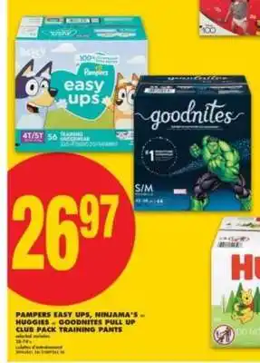 No Frills Pampers Easy Ups, Ninjama's or Huggies Goodnites Pull Up Club Pack Training Pants offer