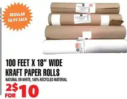 Len's Mill Stores 100 FEET X 18 WIDE KRAFT PAPER ROLLS offer