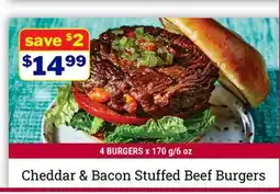 M & M Food Market Cheddar & Bacon Stuffed Beef Burgers offer