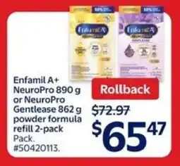 Walmart Enfamil A+ NeuroPro or NeuroPro Gentlease Powder Formula Refill 2-Pack offer