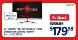 Walmart Acer 27 ED270R FHD Curved Gaming Monitor offer
