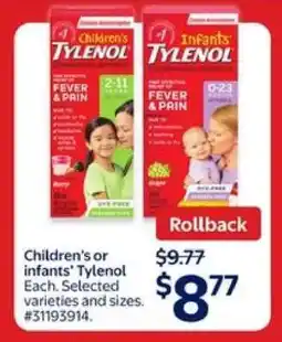 Walmart Children's or Infants' Tylenol offer