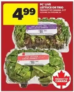 Real Canadian Superstore PC Live Lettuce or Trio offer