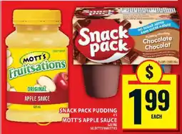 Food Basics Snack Pack Pudding & Mott's Apple Sauce offer