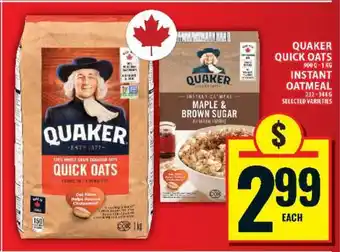 Food Basics Quaker Quick Oats & Instant Oatmeal offer