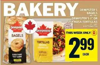 Food Basics Dempster's Bagels or Tortillas offer