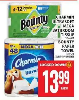 Food Basics Charmin UltraSoft Mega Bathroom Tissue & Bounty Paper Towel offer