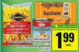 Food Basics Excelsior Crackers, Ovaltine Cookies, Kras Wafers, Grace or Mekong Whitener offer