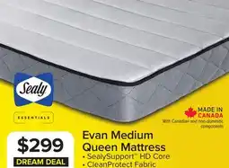 Leon's Sealy Essentials Evan Medium Queen Mattress offer