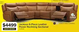 Leon's Jackson Leather 6-Piece Power Reclining Sectional with Heat and Massage - Butternut offer