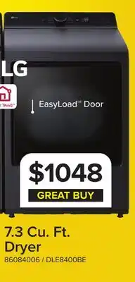 Leon's LG Matte Black Electric Dryer with EasyLoad Door (7.3 cu.ft) - DLE8400BE offer