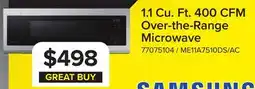 Leon's Samsung Stainless 400 CFM Slim Over-The-Range Microwave (1.1 Cu.Ft.) - ME11A7510DS/AC offer