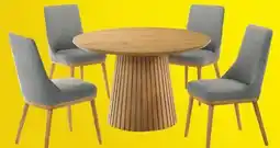 Leon's Mikael 5-Piece Round Dining Set - Grey, Light Oak offer