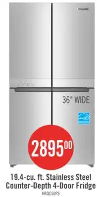 The Brick KitchenAid 36 19.4 Cu. Ft. French-Door Refrigerator - Stainless Steel - KRQC506MPS offer