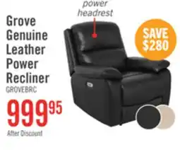 The Brick Grove 36 Genuine Leather Power Reclining Chair with Adjustable Headrest - Black offer