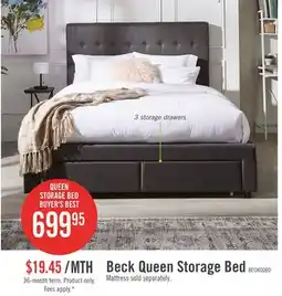 The Brick Beck Upholstered Storage Bed in Dark Grey Fabric, Button Tufted - Queen Size offer