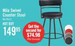 The Brick Mila Counter Stool with Swivel Seat, Vegan Leather Fabric, Metal - Black offer