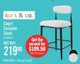 The Brick Kort & Co. Capri Counter-Height Stool with Boucle Fabric & Gold Accent, Metal - White offer
