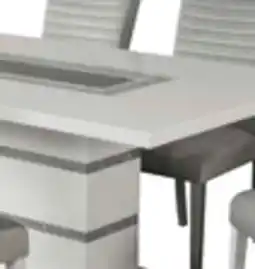 The Brick Garbo Dining Table with Glass Insert, Pedestal Base, Glam, 78.75W - White offer