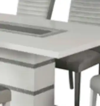 The Brick Garbo Dining Table with Glass Insert, Pedestal Base, Glam, 78.75W - White offer