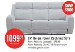 The Brick Reign 87 Fabric Power Reclining Sofa with USB Ports - Bronco Stone Grey offer