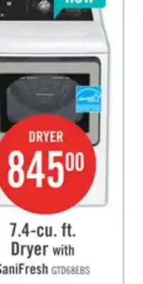 The Brick GE 7.4 Cu. Ft. Electric Dryer with SaniFresh Cycle - White - GTD68EBMRWS offer