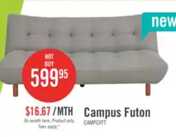 The Brick Campus 76 Fabric Klik Klak Futon with Tufting and Wood Legs - Grey offer