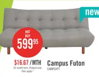 The Brick Campus 76 Fabric Klik Klak Futon with Tufting and Wood Legs - Grey offer