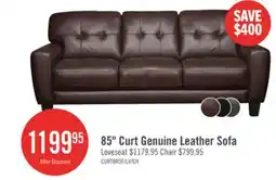 The Brick Curt 85 Genuine Leather Sofa with Button Tufting - Brown offer