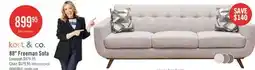 The Brick Kort & Co. Freeman 88 Linen-Look Fabric Sofa with Wood Base and Tufted Back Cushions - Dove White offer