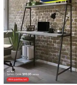 The Brick James 43 Office Desk with Hutch and Shelves - Grey offer