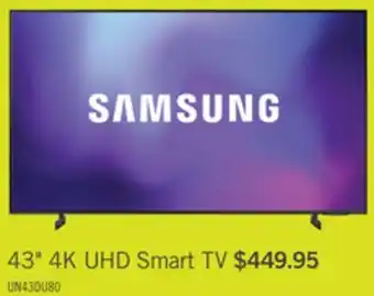 The Brick Samsung 43 4K UHD Edge Lit Dynamic Crystal Colour HDR10+ 60Hz Smart TV (UN43DU8000FXZC) offer