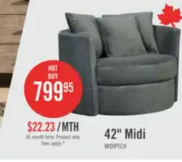 The Brick Made in Canada Midi 42 Chenille Fabric Swivel Cuddler Accent Chair - Plush Thunder Grey offer