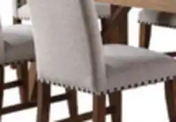 The Brick Boden 7pc Dining Set with Table & 6 Nailhead Trim Chairs, Trestle Base, 78W - Brown & Beige offer