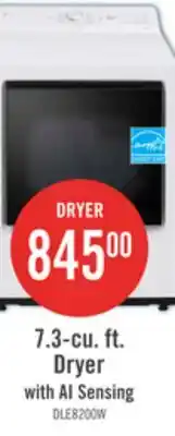 The Brick LG 7.3 Cu. Ft. Electric Dryer with AI Sensing and ThinQ - Alpine White - DLE8200CW offer