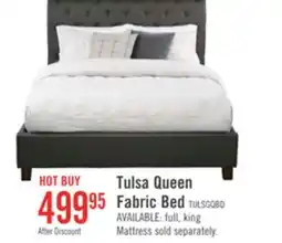 The Brick Tulsa Upholstered Platform Bed in Grey Vegan-Leather Fabric, Button Tufted - Queen Size offer