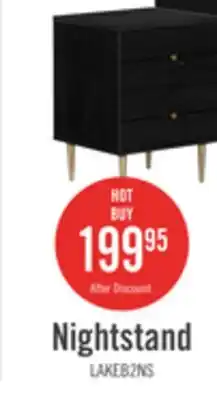 The Brick Lake Bedside 2-Drawer Nightstand, 19.5W x 25.5H, Made in Canada, Glam - Black offer